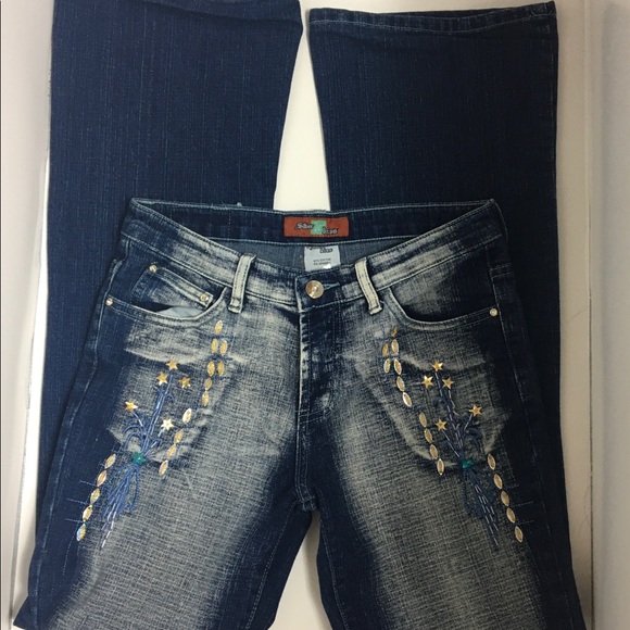 Silver Kiss Bootcut Embellished Embroidered Stone wash… - Picture 5 of 8